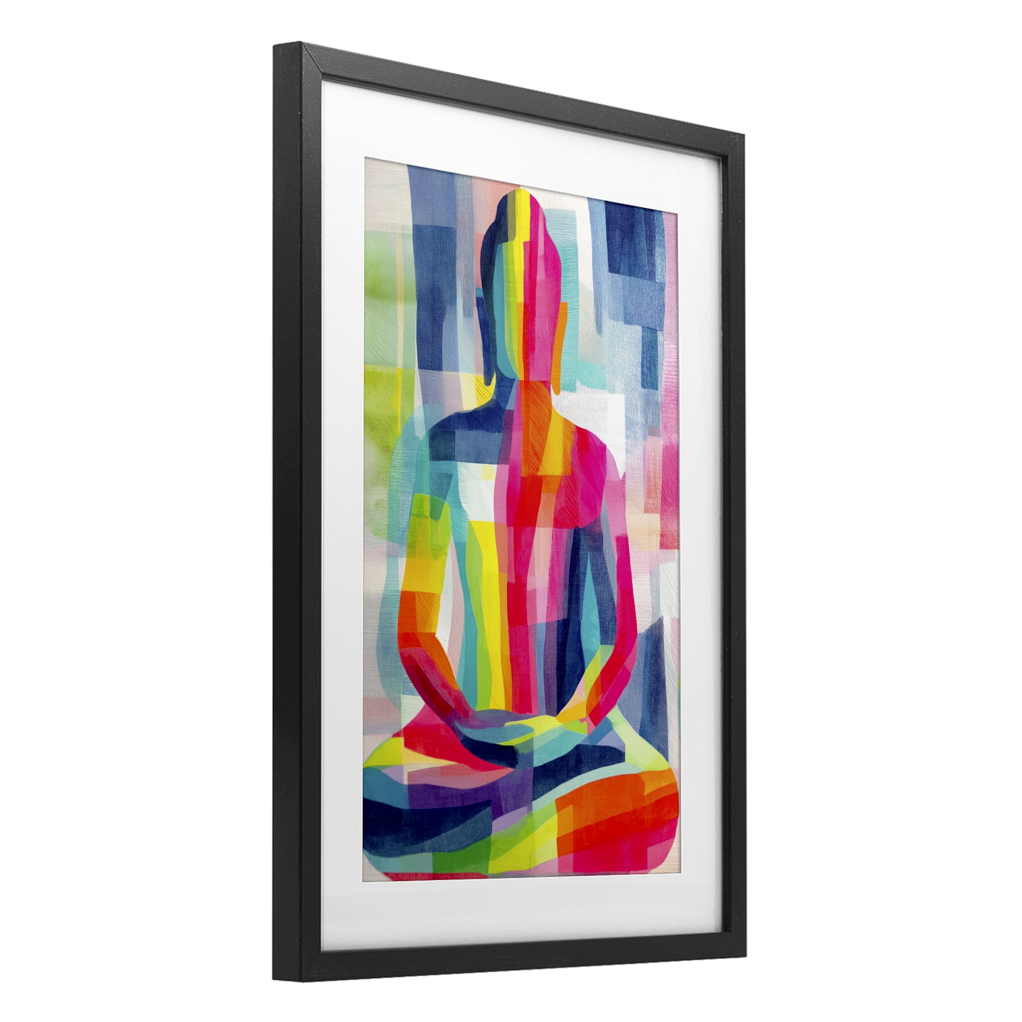 Stupell Industries Geometric Buddha In Spectrum Black Framed Print Under Glass, design by Chromatic Storm Studio
