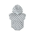 thumbnail image 1 of Sedceaty Baby Romper Checkerboard Print Short Sleeve Hooded Bottom Snap Closure Cute Breathable Jumpsuit, 1 of 9