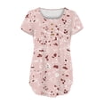 thumbnail image 4 of Wycnly Womens Blouses and Tops Dressy Comfy Lightweight Flowy Swing Button up Henley Shirts Pullover Tunic Summer Floral Print V-Neck Short Sleeve Cute Tees Tops Pink XL, 4 of 5