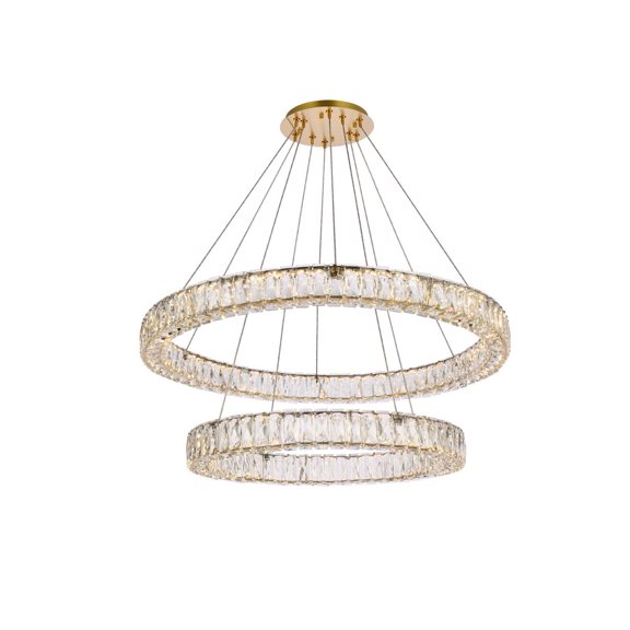 Monroe 36 inch LED double ring chandelier in gold