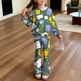 thumbnail image 2 of Grblisyd Back to School Outfits for Girls 2 Piece Tween Girl Clothes Cute Stationery Print Top and Flared Pants Sets, 2 of 7