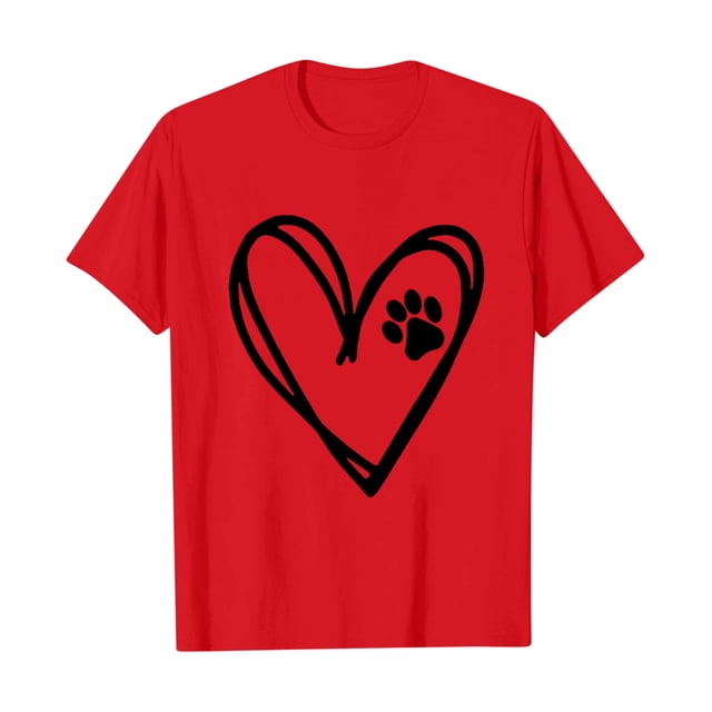 Posijego T-Shirts Graphiques Cœur pour Femmes Saint-Valentin Manches Courtes T-Shirts d'Été Mignons Col Rond Décontractés