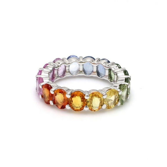 Multi Gem Band Ring, Multi Sapphire Band Ring, Pastel Sapphire Ring, Multi Color Sapphire Gold Ring, Sapphire Ring, Rainbow Sapphire Ring