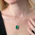 thumbnail image 3 of Gem Stone King 925 Sterling Silver Green Onyx and Pink Lab Grown Diamond Pendant Necklace for Women (15.89 Cttw, Emerald Cut 18X13MM, With 18 inch Silver Chain), 3 of 4