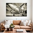 thumbnail image 2 of Elephant Stock Monochrome Vintage Plane Wall Art - Horizontal Multi Panel Canvas - Living Room Wall Decor - Transportation Multi Panel - Black And Gray Decor - 65" x 42", 2 of 8
