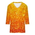 thumbnail image 5 of JTZGDY Sequin Tops for Women Plus Size 3/4 Sleeves Glitter Sparkly Printed Sexy V Neck Basic T-Shirts Dressy Casual Summer Oversized Tunic Blouse Multicolor#10 S, 5 of 6