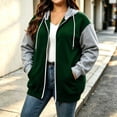 thumbnail image 7 of Plus Size Zip Up Hoodie for Women Color Block Long Sleeve Sweatshirt with Pockets for Fall Winter, 7 of 7