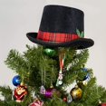 thumbnail image 3 of Gorro de muñeco de nieve para adorno de árbol de Navidad, gorro de muñeco de nieve para adorno de árbol de Navidad con cinta roja a cuadros y muérdago, acebo y bayas, 3 of 5