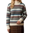 thumbnail image 5 of LUVDA Women's Striped Knit Sweaters Long Sleeve Turtleneck Pullover Casual for Fall Winter, 5 of 7