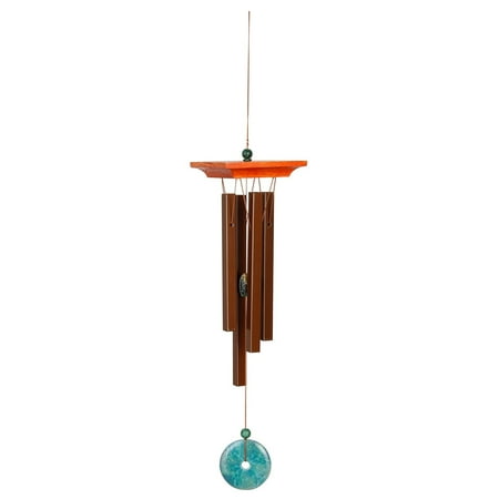 Woodstock Wind Chimes Signature Collection, Woodstock Turquoise Chime, Small 21'' Bronze Wind Chime WTBR