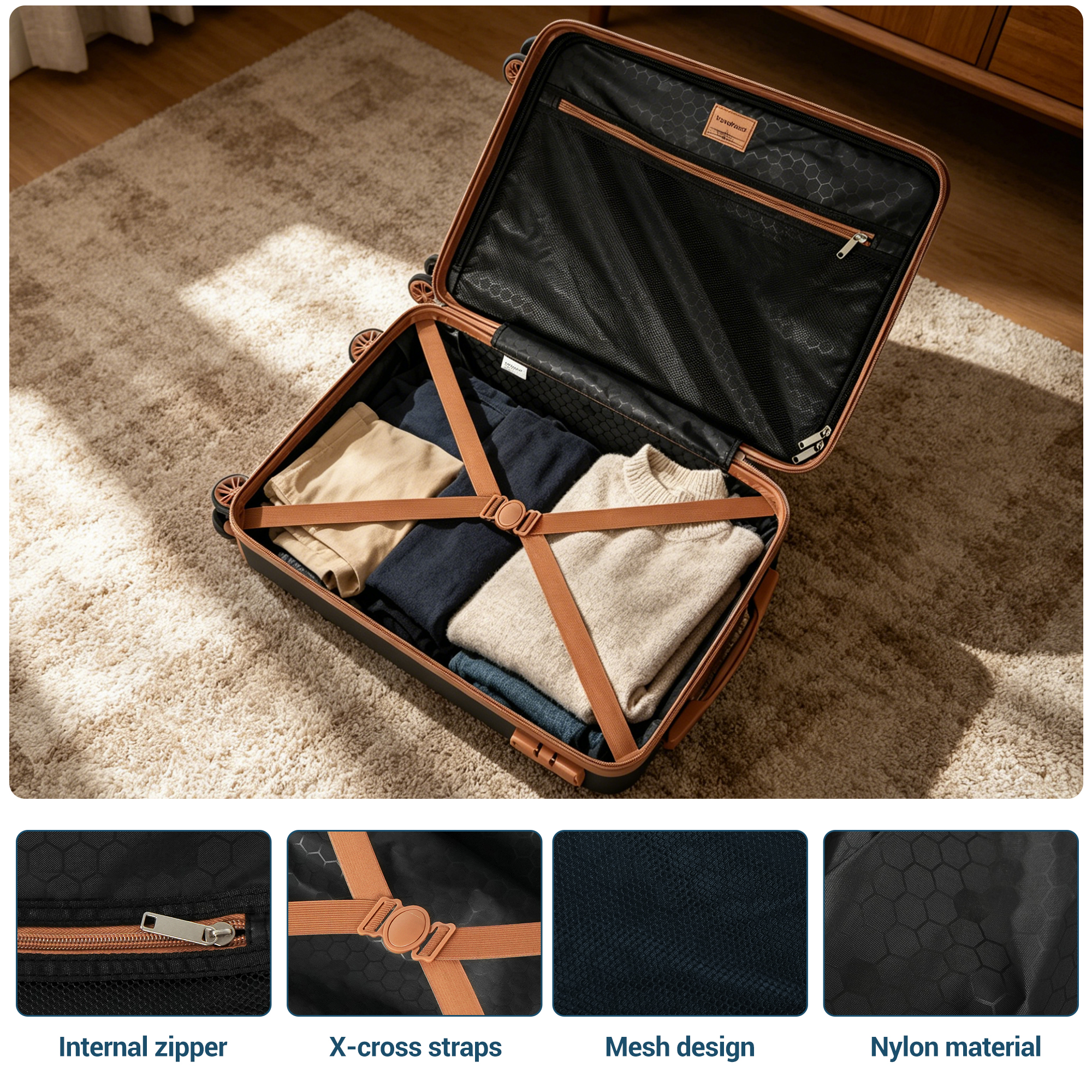 Travelhouse 3-Piece Hardside Carry-On Luggage Set photo 3