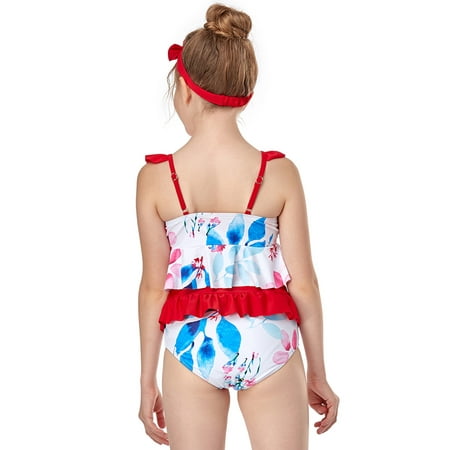 

Cathalem 5t 6t Bathing Suit Swimwear Print Bathing Kids Ruffles Piece Toddler Two Girls Baby Beach Girl Bikini Size 10 12 Swimwear Red 10-12 Years
