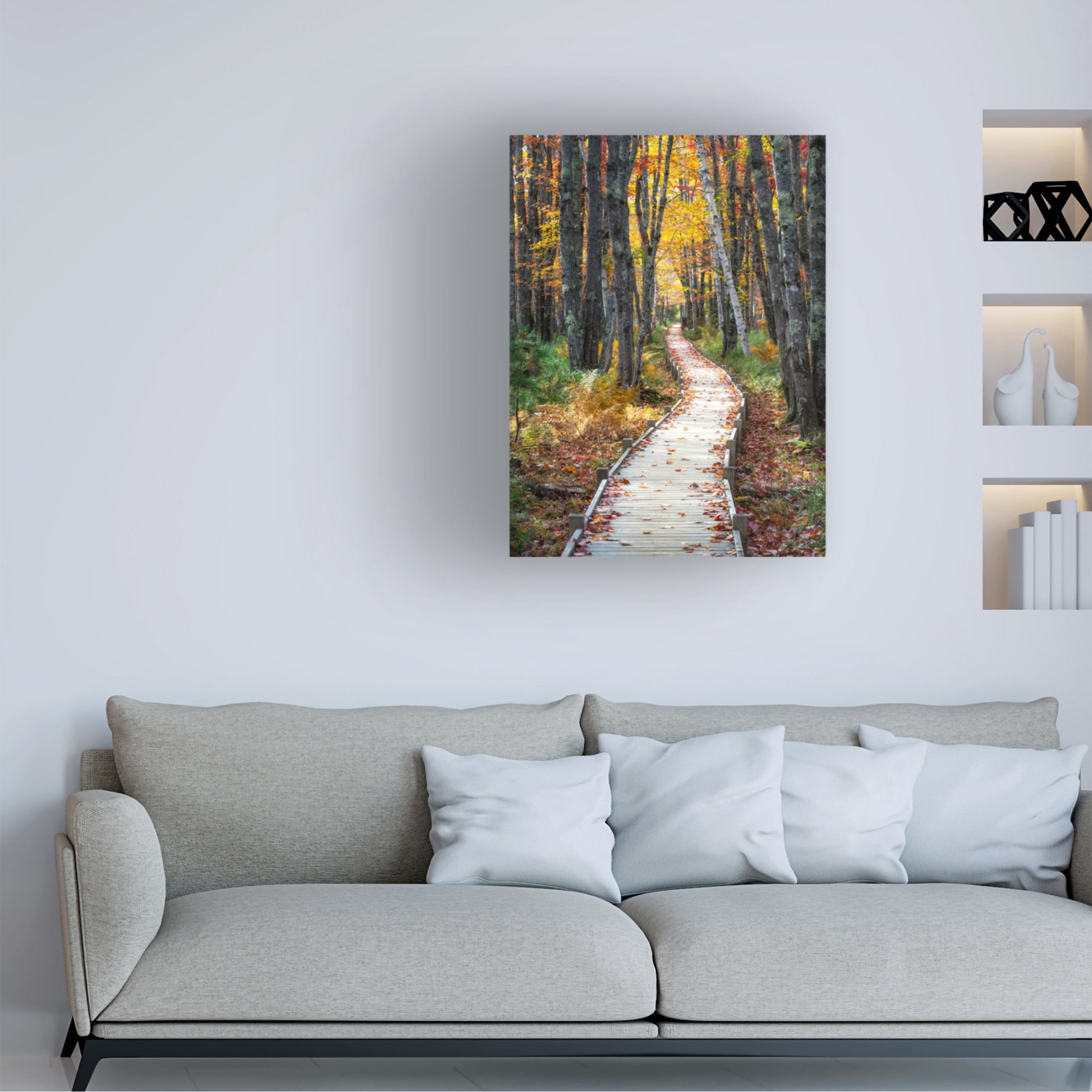 Canvas Wall Art - Danny Head 'Autumn Boardwalk I' Wall Art for Living Room, Bedroom, or Office Décor by Trademark Fine Art - 18 x 24 Inches
