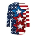thumbnail image 5 of Cleans Summer Plus Size Patriotic T-Shirts for Women，Ladies Usa Flag Star Tops Shirts Crew Neck Tees 3/4 Length Sleeve Tops Vintage Causal T Shirts American Flag Stra Graphic Tunic Blouse Clothes, 5 of 5