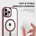 thumbnail image 3 of For Apple iPhone 14 (6.1") Transparent Case Compatible with MagSafe Wireless Charging Hybrid Color Frame Shockproof Cover ,Xpm Phone Case [ Clear Burgundy ], 3 of 7