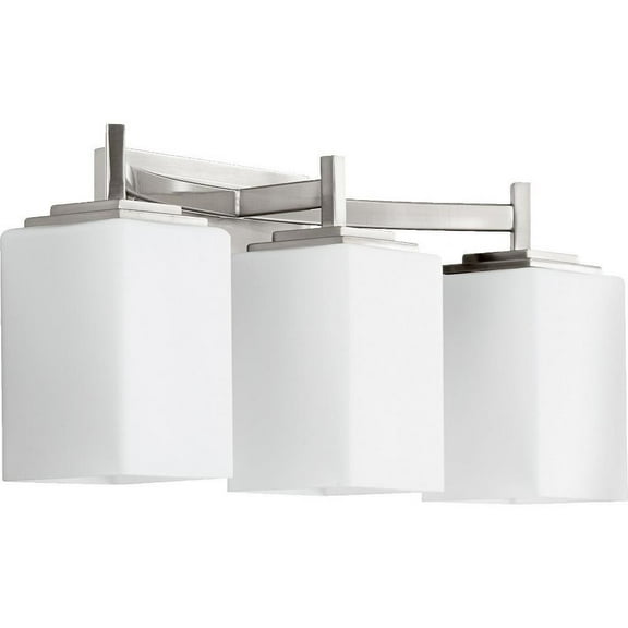 Belgrave Bridge 3 Light Bathroom Light in Bailey Street Home Home Collection Style 20 inches Wide By 8.5 inches High-Satin Nickel Finish-Satin Opal