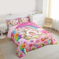 thumbnail image 3 of Manfei Dreamy Princess Castle Full Size Comforter Sets,Sweet Candy Dessert Bedding Comforter Set,Pink Fairy Tale Bedding Sets For Girls,Super Cozy Room Decor Reversible,3 Pieces, 3 of 8