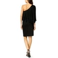 thumbnail image 2 of Trina Turk Womens Eastside Fringe One Shoulder Dress, Black, Large, 2 of 3
