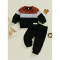 thumbnail image 2 of Suealasg Toddler Baby Boy 2Pcs Fall Outfits Long Sleeve Contrast Color Sweater + Pants Set 3 6 9 12 18 24 Months Infant Boys Fall Winter Warm Clothes, 2 of 7