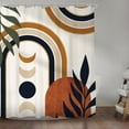 thumbnail image 2 of Boho Mid Century Shower Curtain for Bathroom Decor 72Wx84H Inches Abstract Modern Moon Phase Minimalist Leaves Arch Aesthetic Brown Black Geometric Fabric Waterproof Polyester 12 Pack Hooks, 2 of 6
