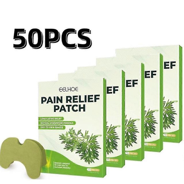 50pcs Herbal Knee Patch Self-heating Wormwood Knee Sticker Plaster Extract Analgesic Cartilage Pain Relieving Patch
