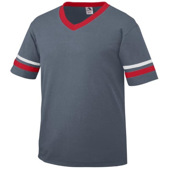 361A Youth Sleeve Stripe Jersey, Graphite, Red, White - Large