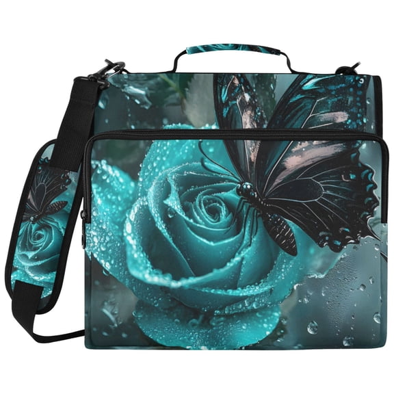 ALAZA Zipper Binder Butterfly on Roses Pattern 2 inch 3 Ring 500 Sheet Capacity Trapper Keeper File Folder Organizer Bag