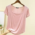 thumbnail image 3 of Camiseta de Manga Corta Mujeres Moda de Verano Yoga Casual Cuello Cuadrado Delantero Hombro Recto Cuello Redondo Superior, 3 of 4