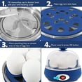 thumbnail image 5 of EGC007CBL# Rapid Egg Cooker, 7 Easy-To-Peel, Hard, Medium, Soft Boiled Eggs, Poacher, Omelet Maker, Auto Shut-Off, Alarm, 16-Recipe Booklet, BPA-Free, Cobalt, 5 of 9