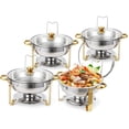thumbnail image 1 of Lot de 2/Lot de 4 Plats Ronds Anti-Frottement, Ensemble de Réchauds de Buffet en Acier Inoxydable pour Fêtes et Traiteur, 1 of 5