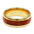 thumbnail image 4 of 100S JEWELRY Mens Wedding Bands Tungsten Rings Koa Wood Inlay 14k Gold Plated Size 6-16 (Tungsten, 14.5), 4 of 6