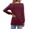 thumbnail image 4 of Langwyqu Long Sleeve Women Square Neck Puff Sleeve Solid Casual Sweatshirt Tops, 4 of 5