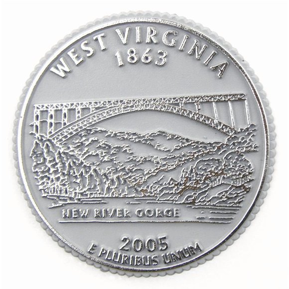 Aimant Quart de l'État de Virginie-Occidentale par Classic Magnets, Diamètre 2,5 Pouces, Souvenirs et Cadeaux de Collection Fabriqués aux États-Unis