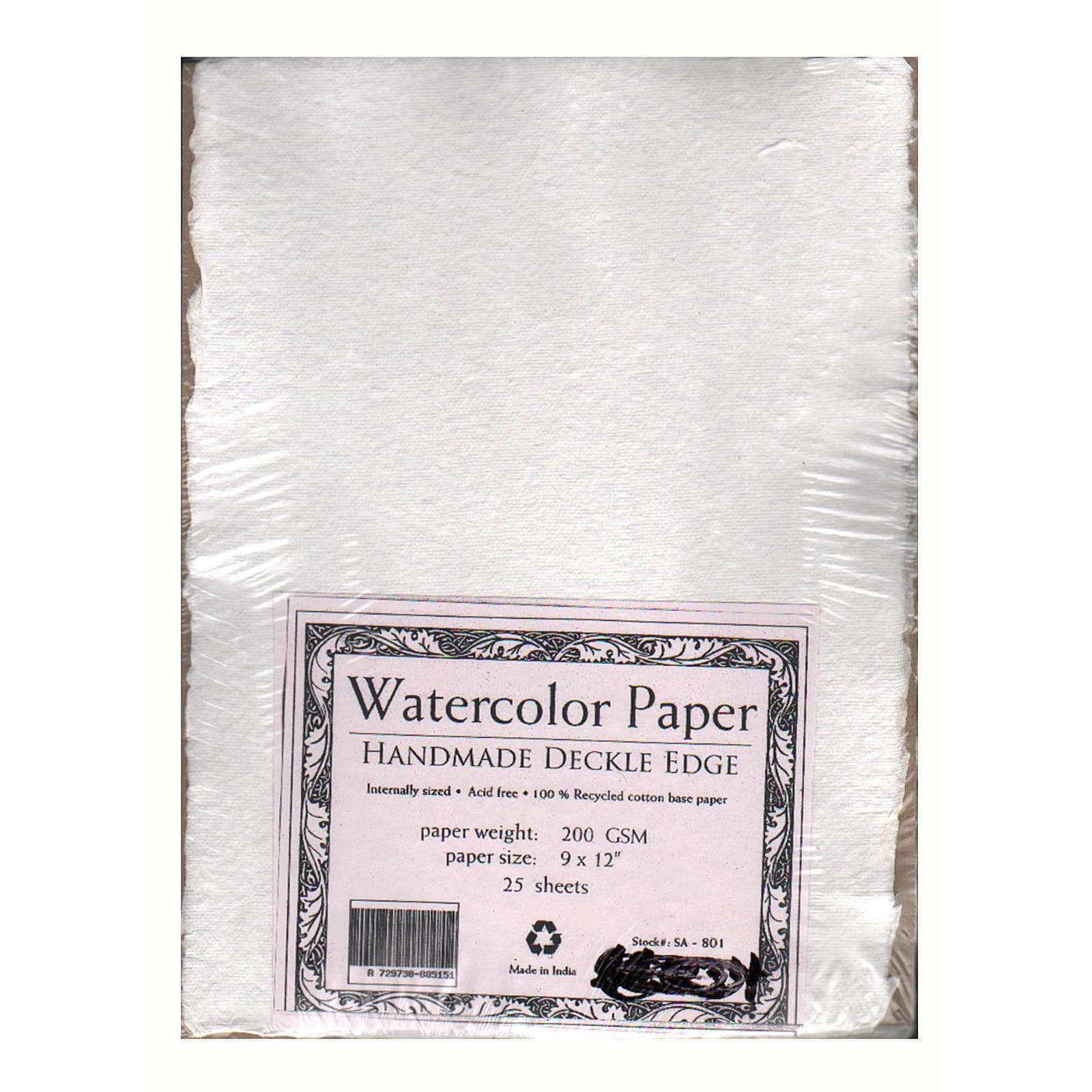 Shizen Professional Watercolor Paper - 12" x 18",Cold Press/Rough, 25 Sheets