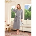 thumbnail image 2 of U2SKIIN Womens Robe 100% Cotton, Lightweight Spa Bathrobe Soft Kimono Long Loungewear,(Grey,M), 2 of 5