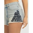 thumbnail image 4 of Jessica Simpson Women's Ginger Embroidered High Rise Denim Shorts, 2.75" Inseam, Sizes 2-16, 4 of 6