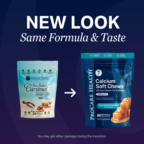 ProCare Health Calcium Soft Chew 500mg - Sea Salted Caramel Pack: 30 Count