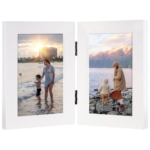 Mat Board Center 2-Opening 5 x 7 White Collage Picture Frames for Tabletop Display