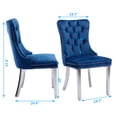 thumbnail image 4 of AOOWOW High-End Tufted Velvet Dining Chair Set of 2, Blue Chrome, Solid Wood with Chrome Stainless Steel Legs and Nailhead Trim, 4 of 10