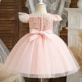 thumbnail image 4 of Toddler Girls Casual Dresses Summer Sequins Mesh Patchwork Bowknot Sleeveless Party Princess Dress Holiday Wear, 4 of 4