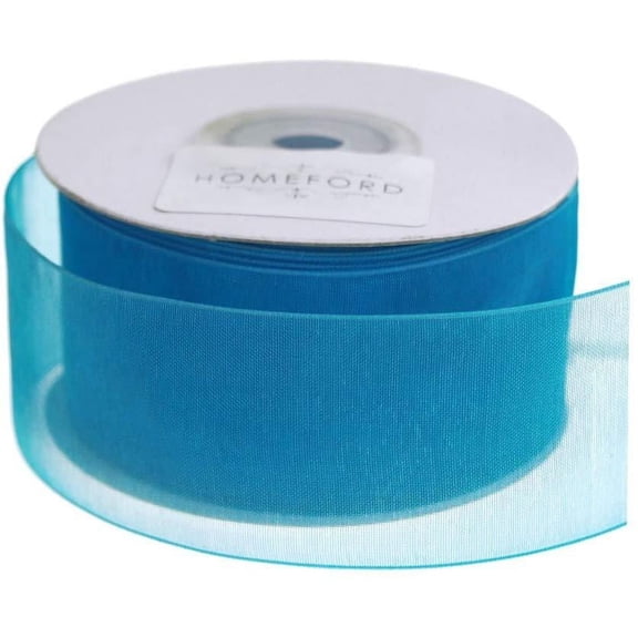 Plain Sheer Organza Ribbon, 1-1/2-Inch, 25 Yards, Turquoise