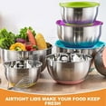 thumbnail image 4 of Umite Chef Mixing Bowls with Airtight Lids, 6 Piece Stainless Steel Metal Bowls, Measurement Marks & Colorful Non-Slip Bottoms Size 7, 3.5, 2.5, 2.0,1.5, 1QT, Great for Mixing & Serving, 4 of 5