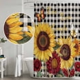 thumbnail image 4 of Butterfly Sunflower Shower Curtain Set with Hooks, Live Love Laugh Black Plaid Waterproof Fabric Bathroom Curtains Decor Home Accessories,72 X 84 Inch Extra Long, 4 of 9