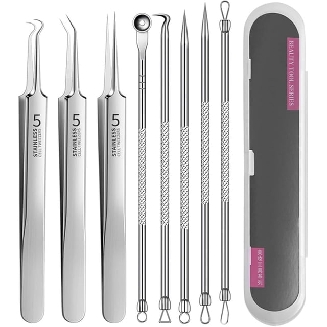 Fecong Tweezers, Fecong Stainless Steel Blackhead Removal Kit 3 Tweezers, Stainless Steel Acne Removal Kit, Blackhead Remover Tools, Precision Stainless Steel Blackhead Remover Kit