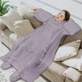 thumbnail image 3 of PAVILIA Fleece Blanket with Sleeves, Foot Pockets for Women Men Adults, Plush Wearable Blanket Throw Wrap, Warm Snuggle Blanket Robe, Cozy Gift Ideas Wife Mom, Light Purple, 3 of 7
