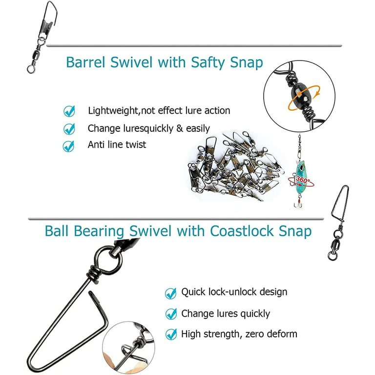 Fishing Swivels Kit - 175pcs Fishing Accessories Tackle Kit Barrel