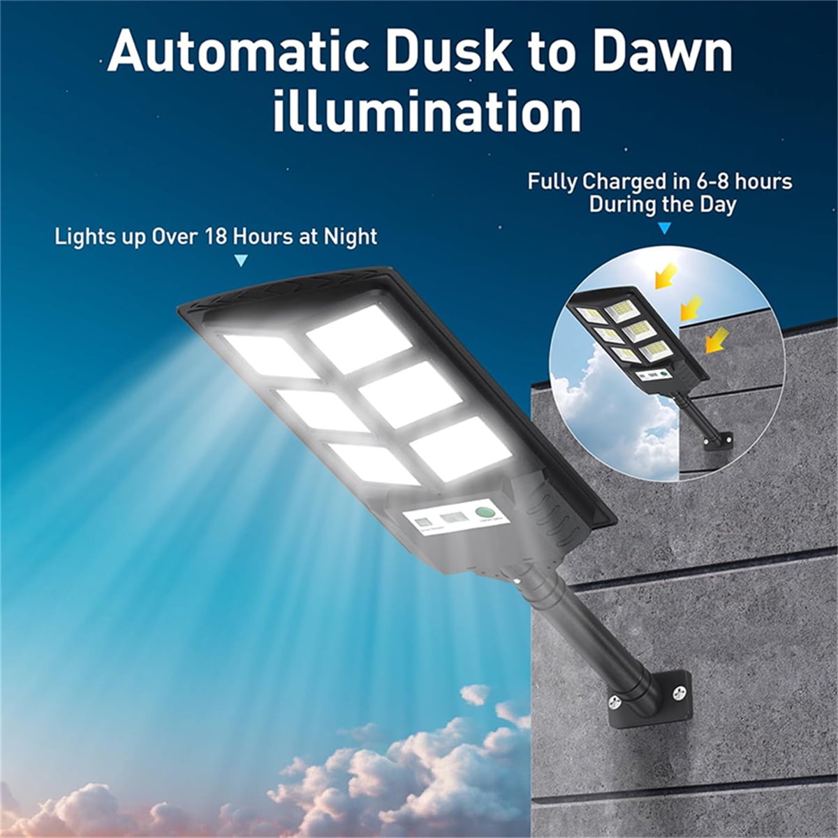 Solar Street Lights, Motion Sensor Outdoor Flood Lights with Remote Control, Wide Angle Dusk to Dawn Street Lamp, Solar Security Lights for Garden Yard