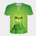 thumbnail image 3 of Venta caliente de camiseta de niño monstruo verde navideño impresión 3d moda de moda impresa manga corta, 3 of 5