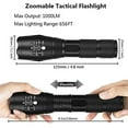 thumbnail image 5 of LED Flashlight ， Rechargeable Flashlight 5 Modes Waterproof Zoomable Adjustable Focus, Tactical Flashlights (Including 18650 Batteries & Battery Charger), 5 of 5