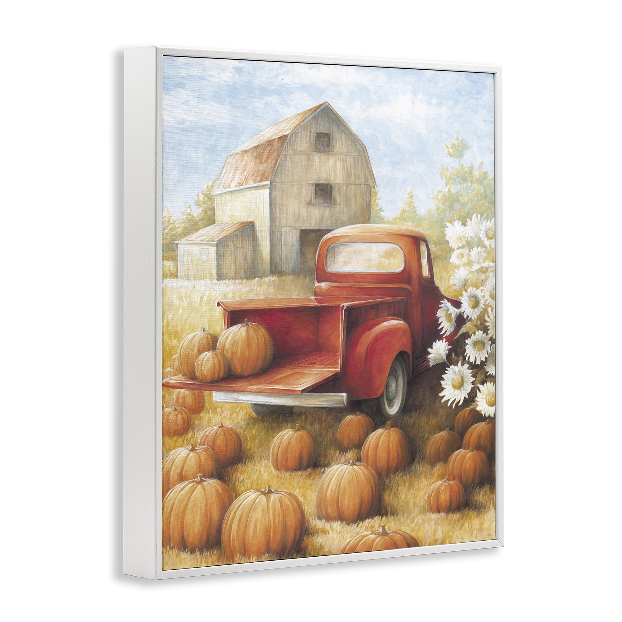Stupell Industries Pumpkin Harvest Drop Off Landscape Painting White Framed Art Print Wall Art, 16 x 20